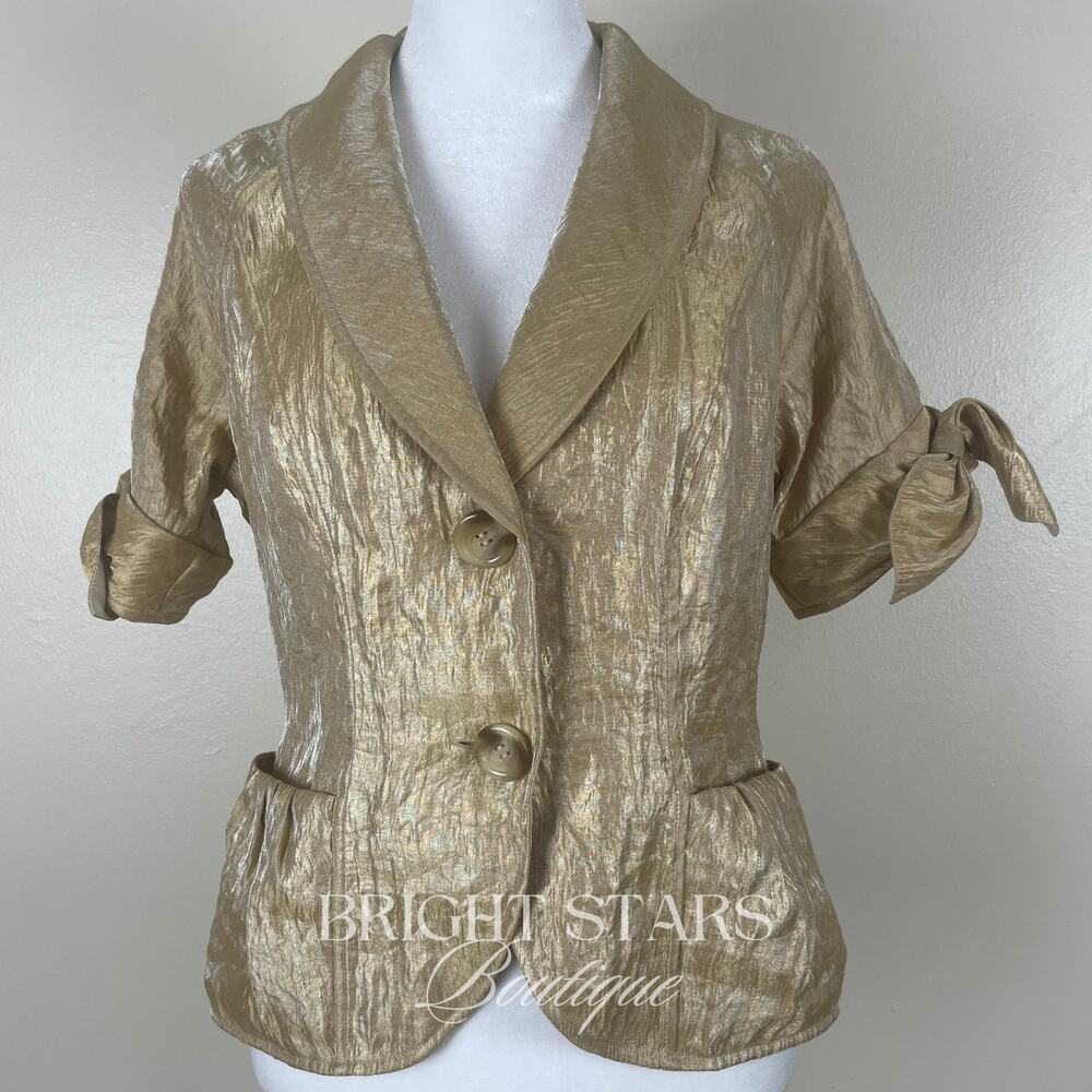 Super Rare Gold Blazer ASO Rory Gilmore Girls Metallic Shimmer Vintage Y2K - Picture 5 of 15